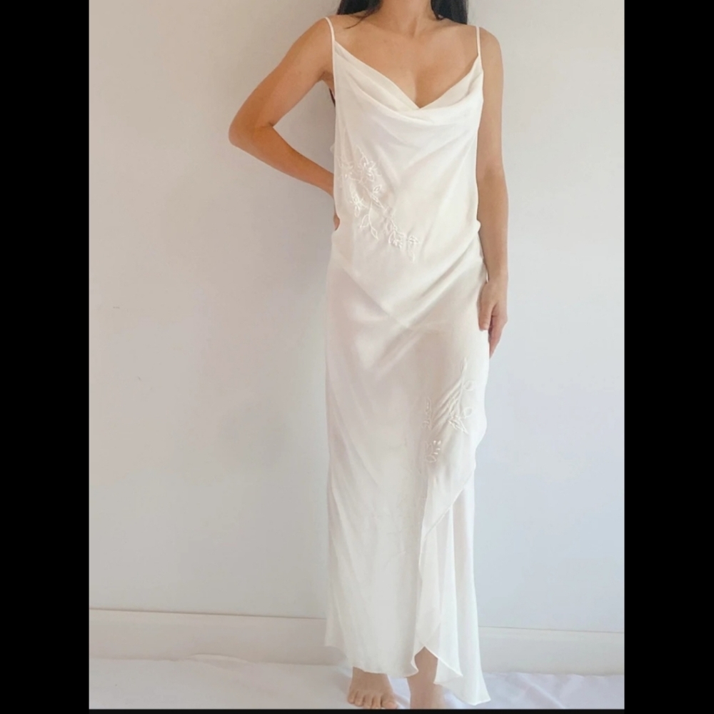 NWOT- La Vie En Rose Ivory Near-Sheer Maxi Nightdress-SZ L